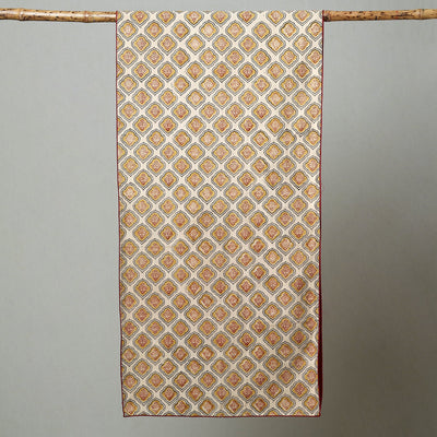 Beige - Kalamkari Block Printed Cotton Stole 02