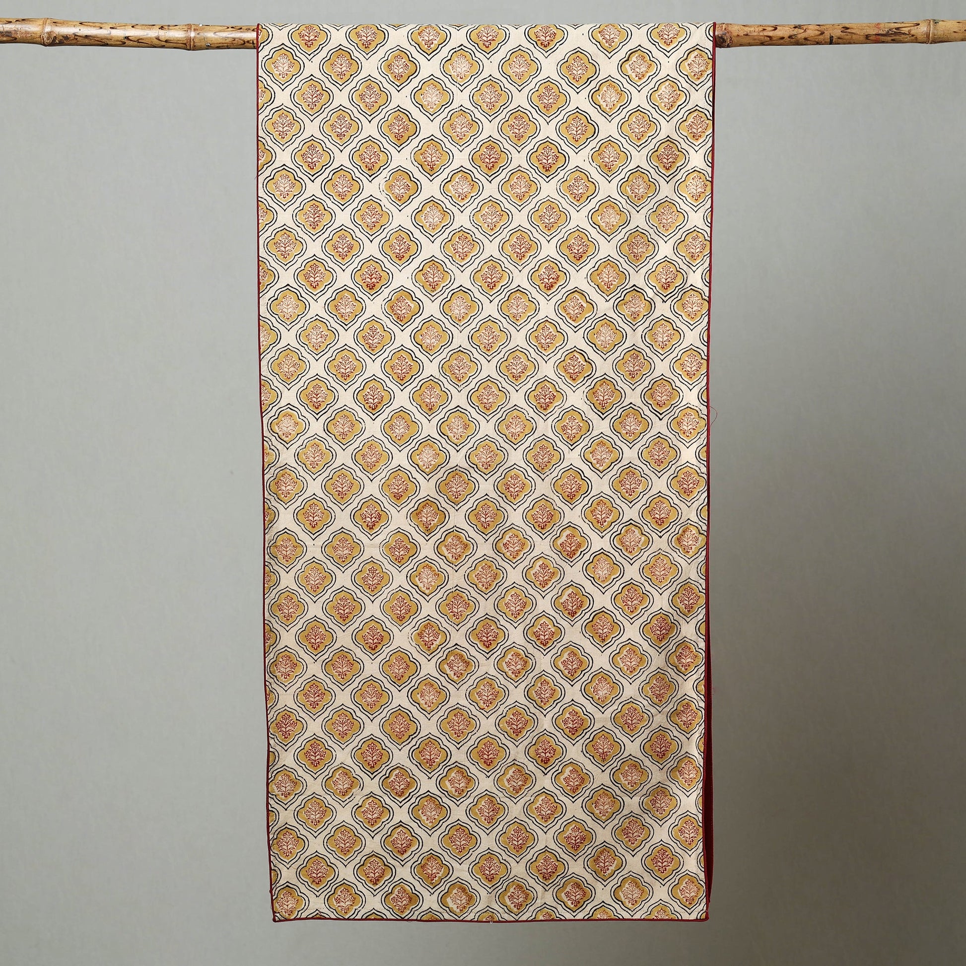 Beige - Kalamkari Block Printed Cotton Stole 02