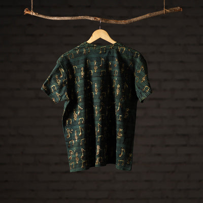 Bindaas Block Art Printed Cotton Unisex Round Neck T-shirt 46