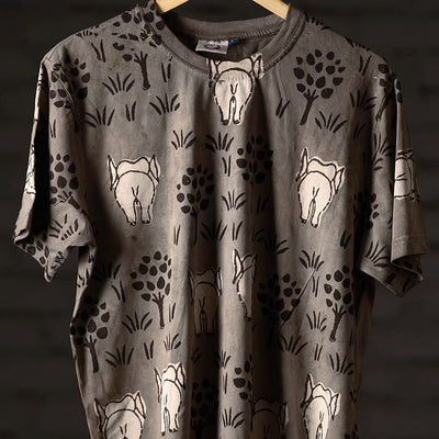 Bindaas Block Art Printed Cotton Unisex Round Neck T-shirt 16
