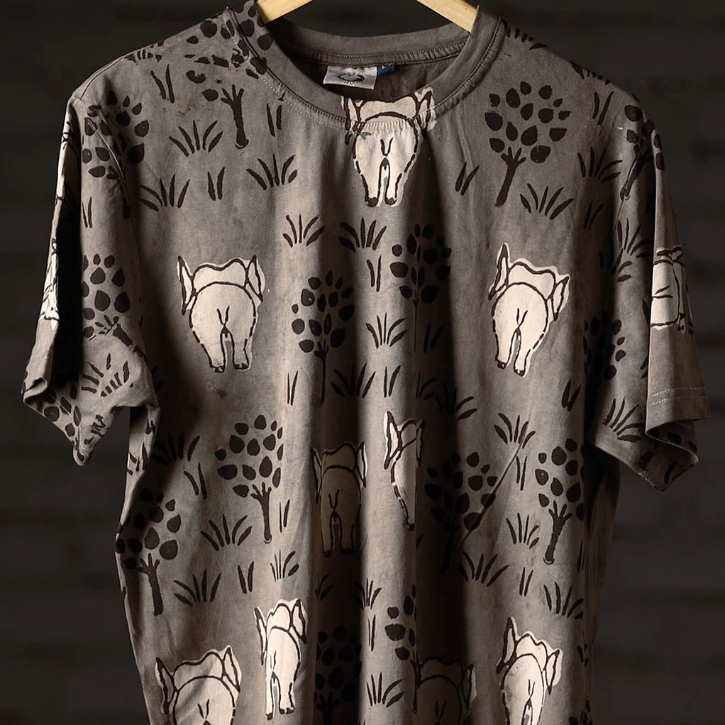 Bindaas Block Art Printed Cotton Unisex Round Neck T-shirt 16