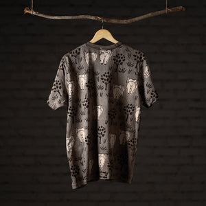 Bindaas Block Art Printed Cotton Unisex Round Neck T-shirt 16