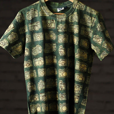 Bindaas Block Art Printed Cotton Unisex Round Neck T-shirt 29