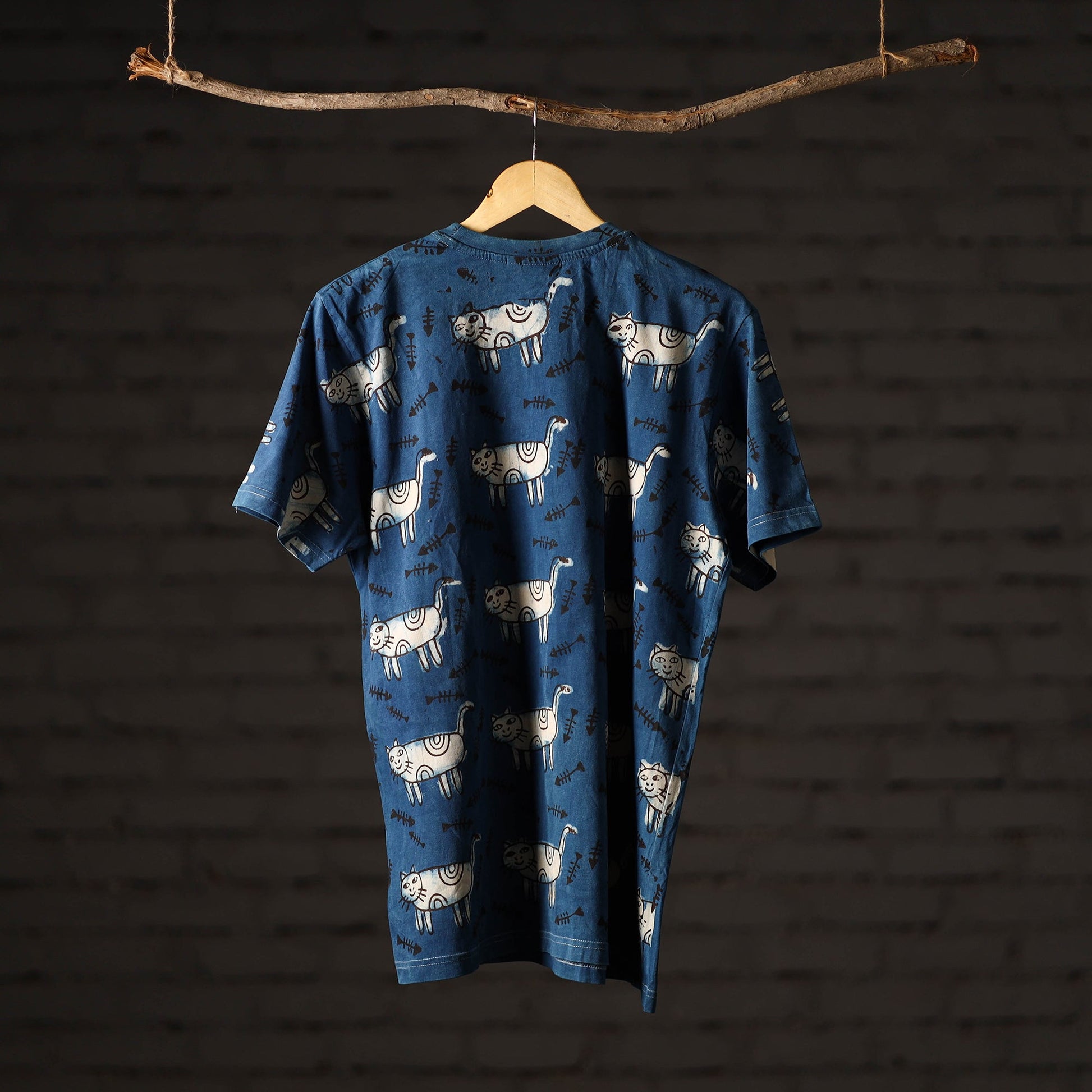 Bindaas Block Art Printed Cotton Unisex Round Neck T-shirt 19