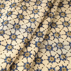 Beige - Ajrakh Block Printed Cotton Fabric 09