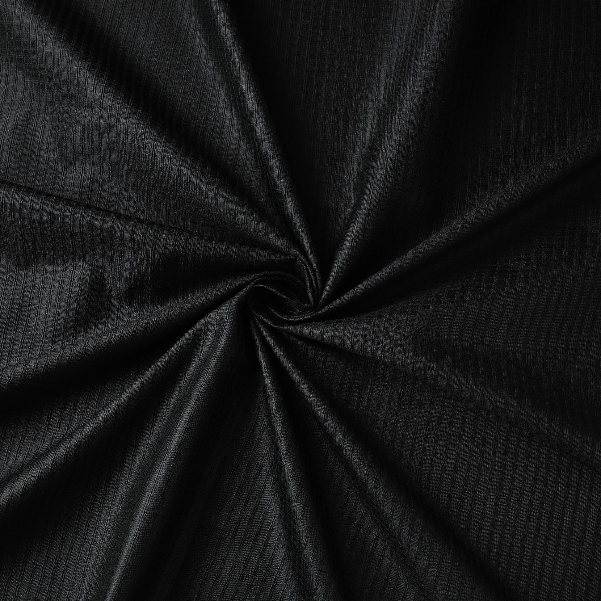Black - Vidarbha Tussar Silk Checks Handloom Fabric