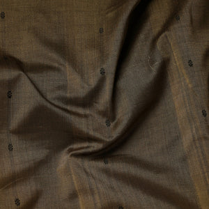 Brown - Pure Handloom Thread Buti Cotton Unisex Kurta Material - 3 Meter