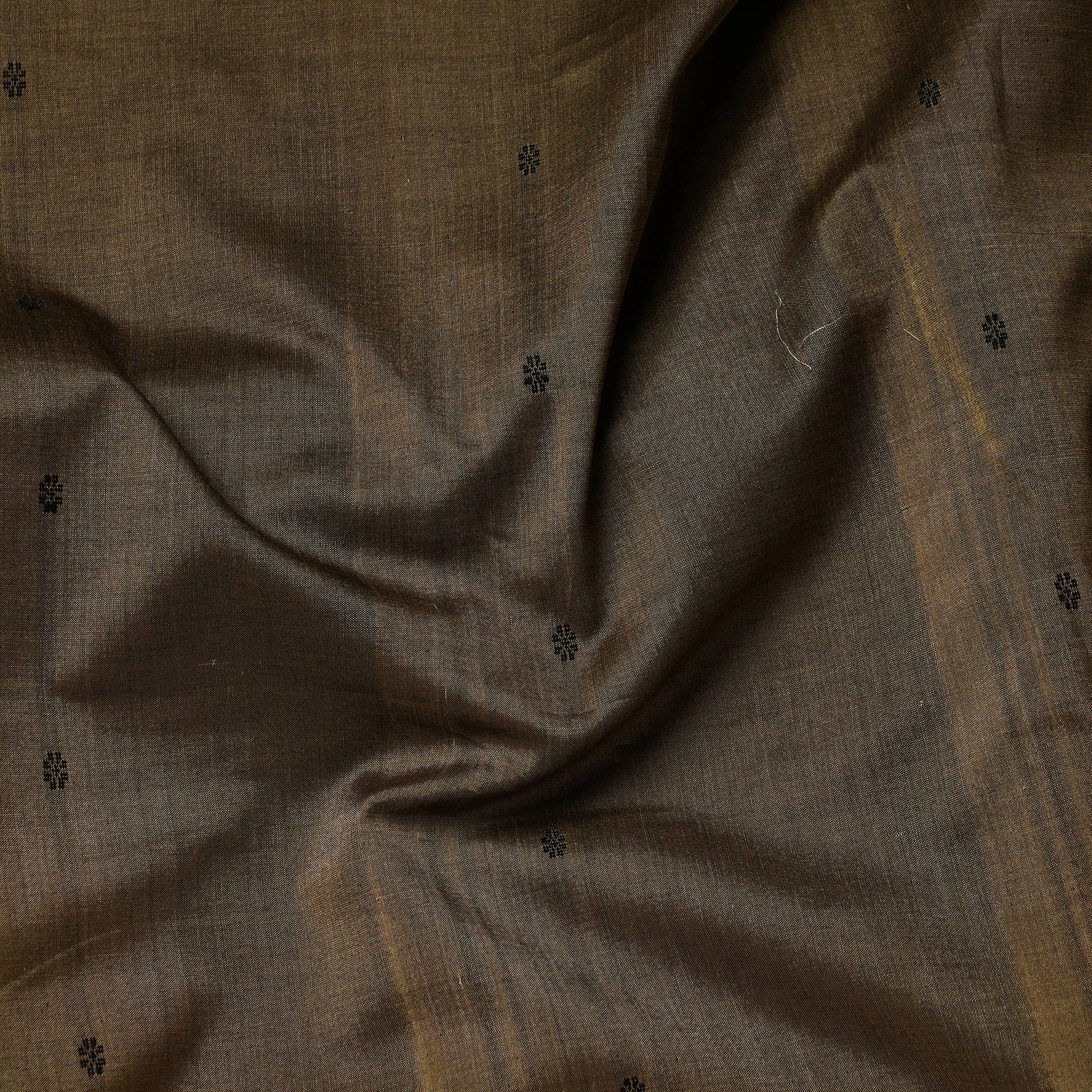 Brown - Pure Handloom Thread Buti Cotton Unisex Kurta Material - 3 Meter