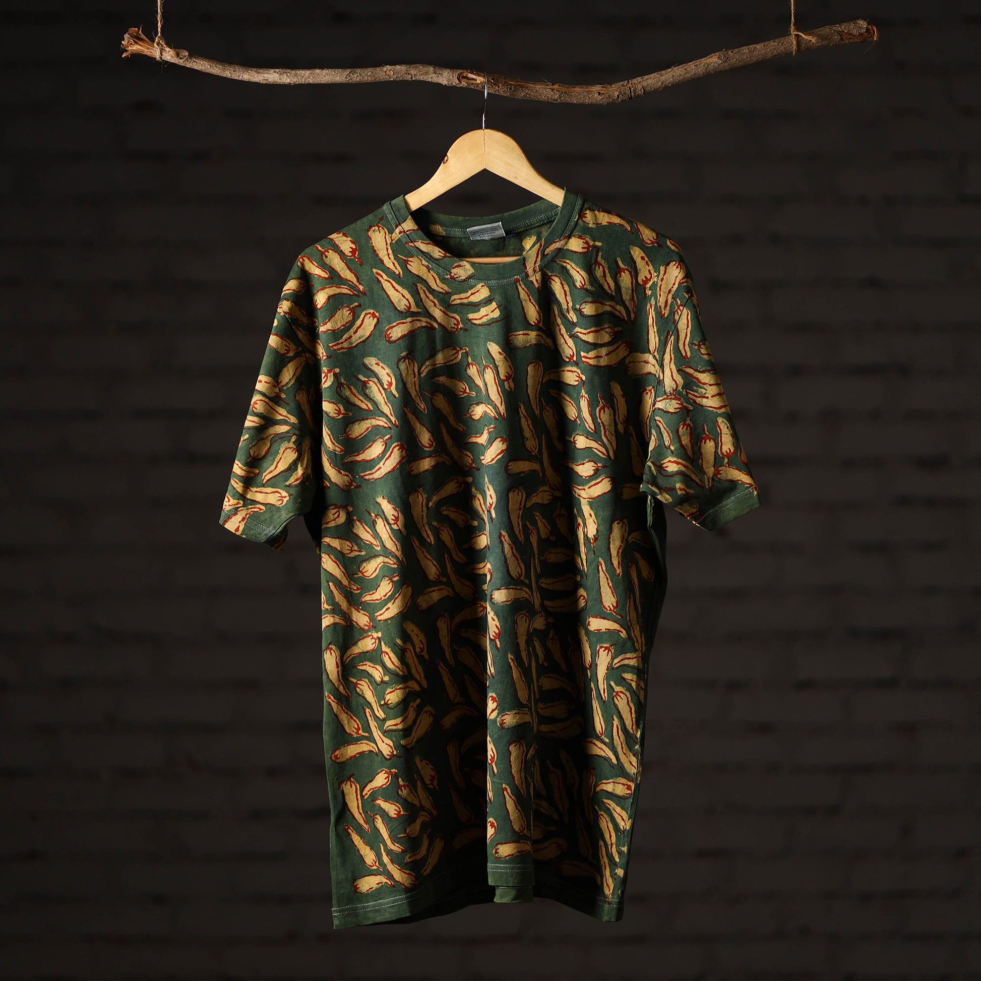 Bindaas Block Art Printed Cotton Unisex Round Neck T-shirt 48