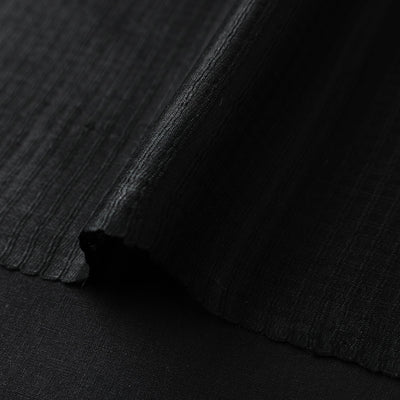Black - Vidarbha Tussar Silk Checks Handloom Fabric