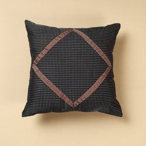 Black - Khun Weave Cotton Cushion Cover (16 x 16 in)