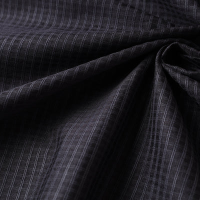 Black - Vidarbha Tussar Silk Checks Handloom Fabric