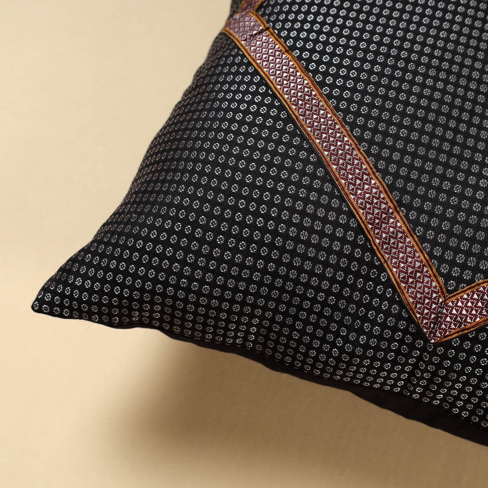 Black - Khun Weave Cotton Cushion Cover (16 x 16 in)