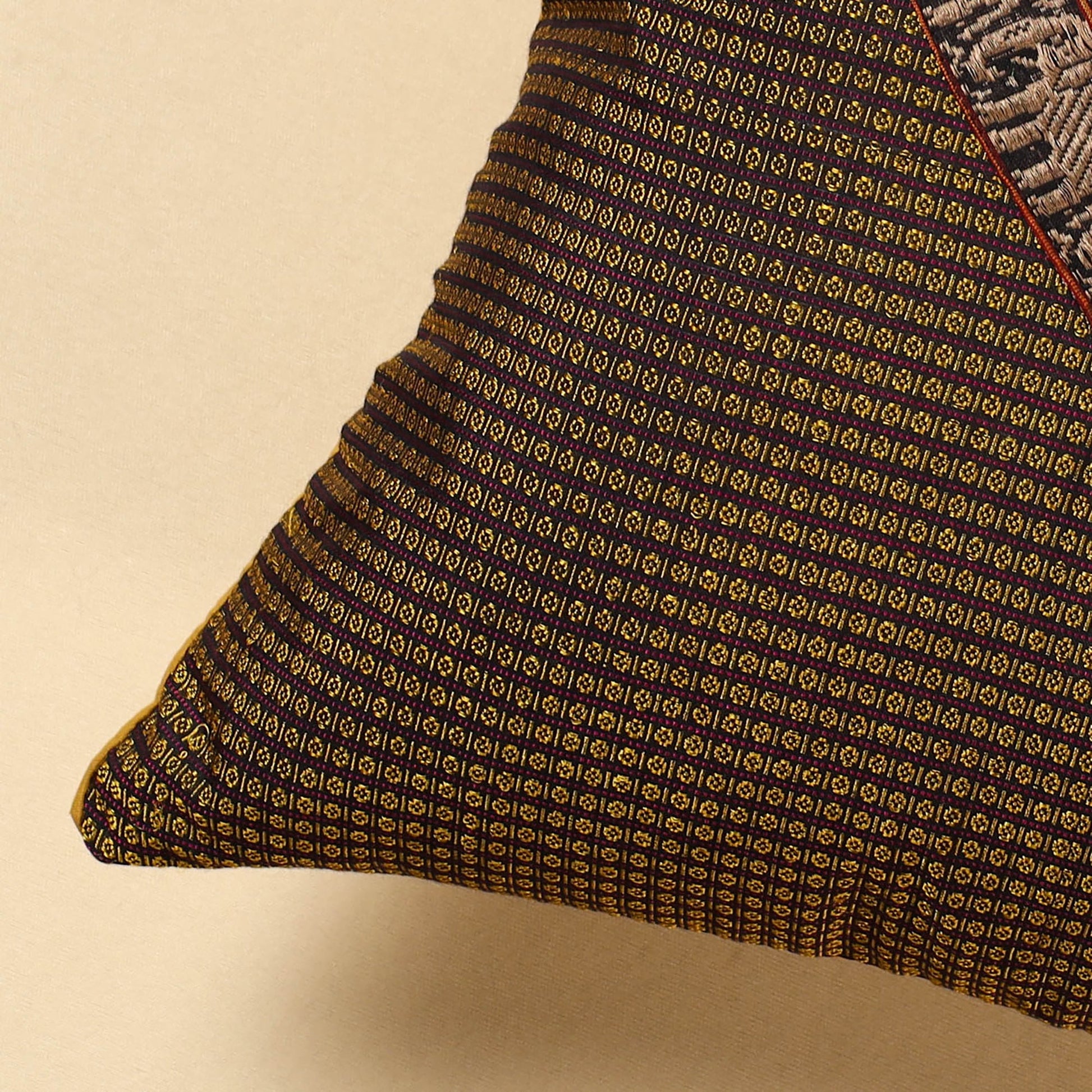 Brown - Khun Weave Cotton Cushion Cover (16 x 16 in)