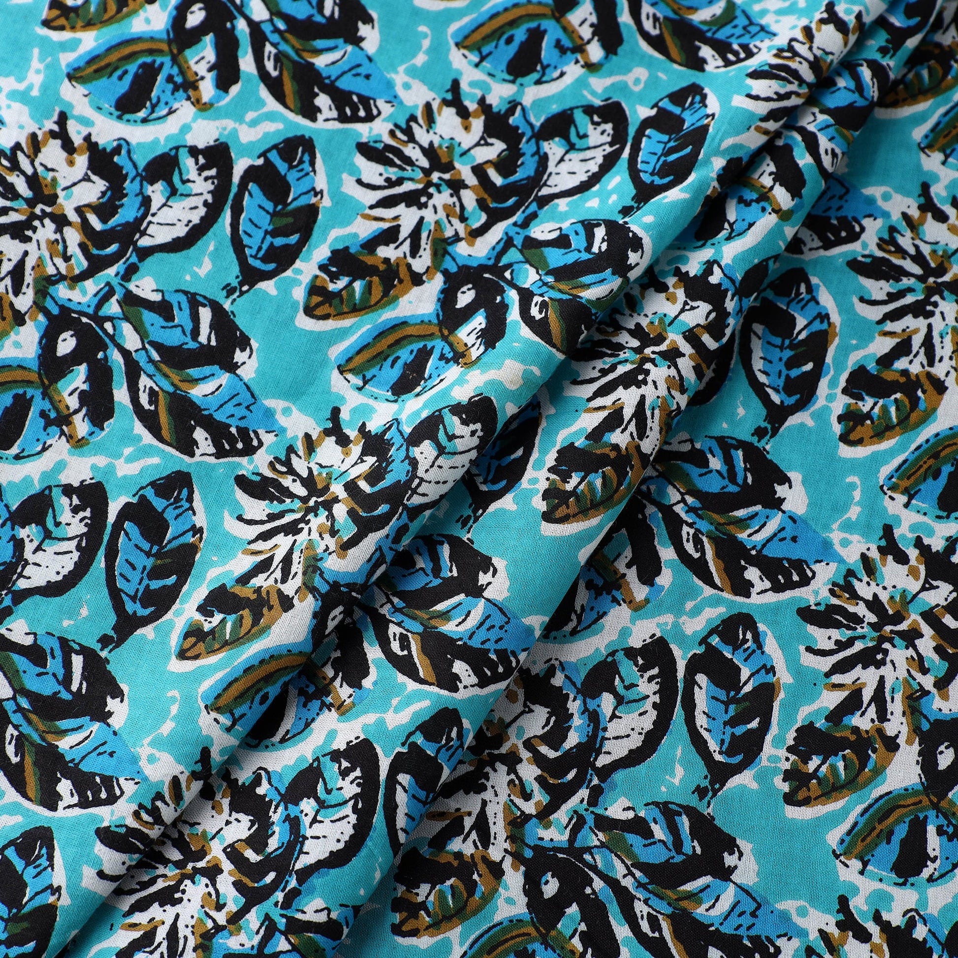 Blue - Floral Jaipur Print Cotton Fabric 03