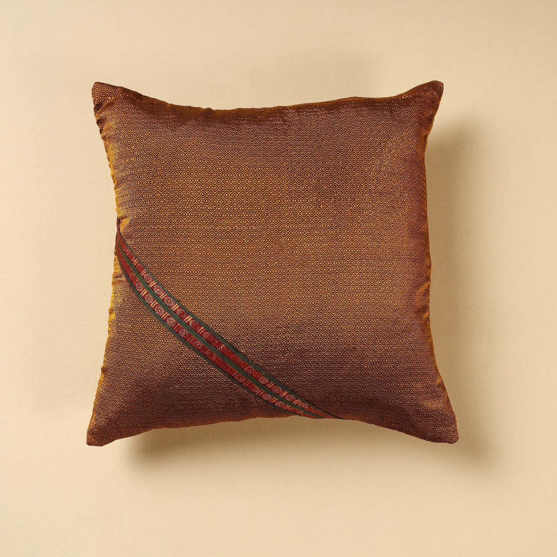 Brown - Khun Weave Cotton Cushion Cover (16 x 16 in)