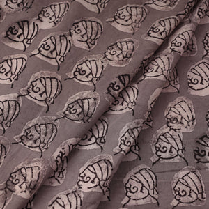 Brown - Bindaas Block Printed Cotton Natural Dyed Fabric
