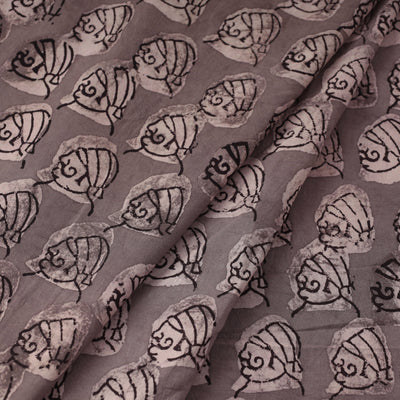 Brown - Bindaas Block Printed Cotton Natural Dyed Fabric
