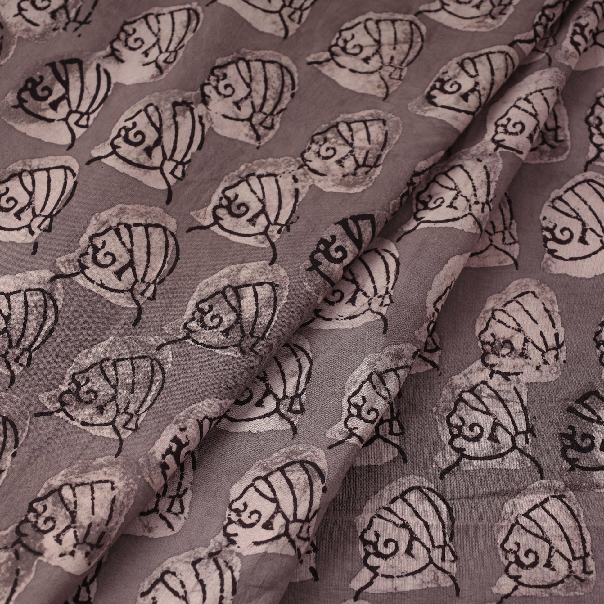 Brown - Bindaas Block Printed Cotton Natural Dyed Fabric
