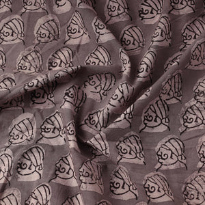 Brown - Bindaas Block Printed Cotton Natural Dyed Fabric