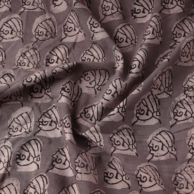 Brown - Bindaas Block Printed Cotton Natural Dyed Fabric