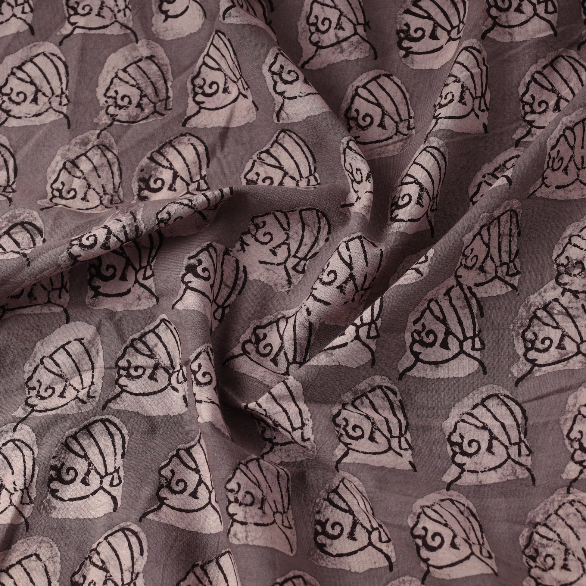 Brown - Bindaas Block Printed Cotton Natural Dyed Fabric