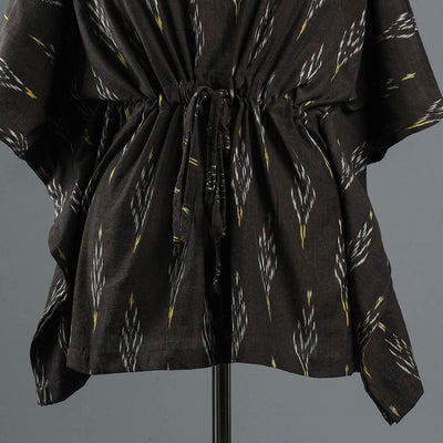Brown - Pochampally Ikat Cotton Kaftan with Tie-Up Waist (Short)