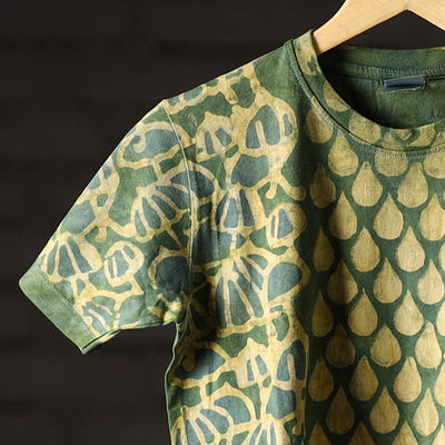 Bindaas Block Art Printed Cotton Unisex Round Neck T-shirt 09