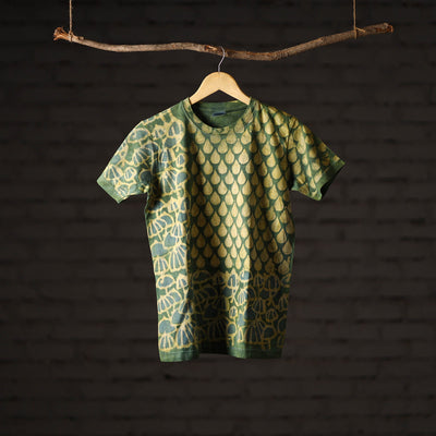 Bindaas Block Art Printed Cotton Unisex Round Neck T-shirt 09