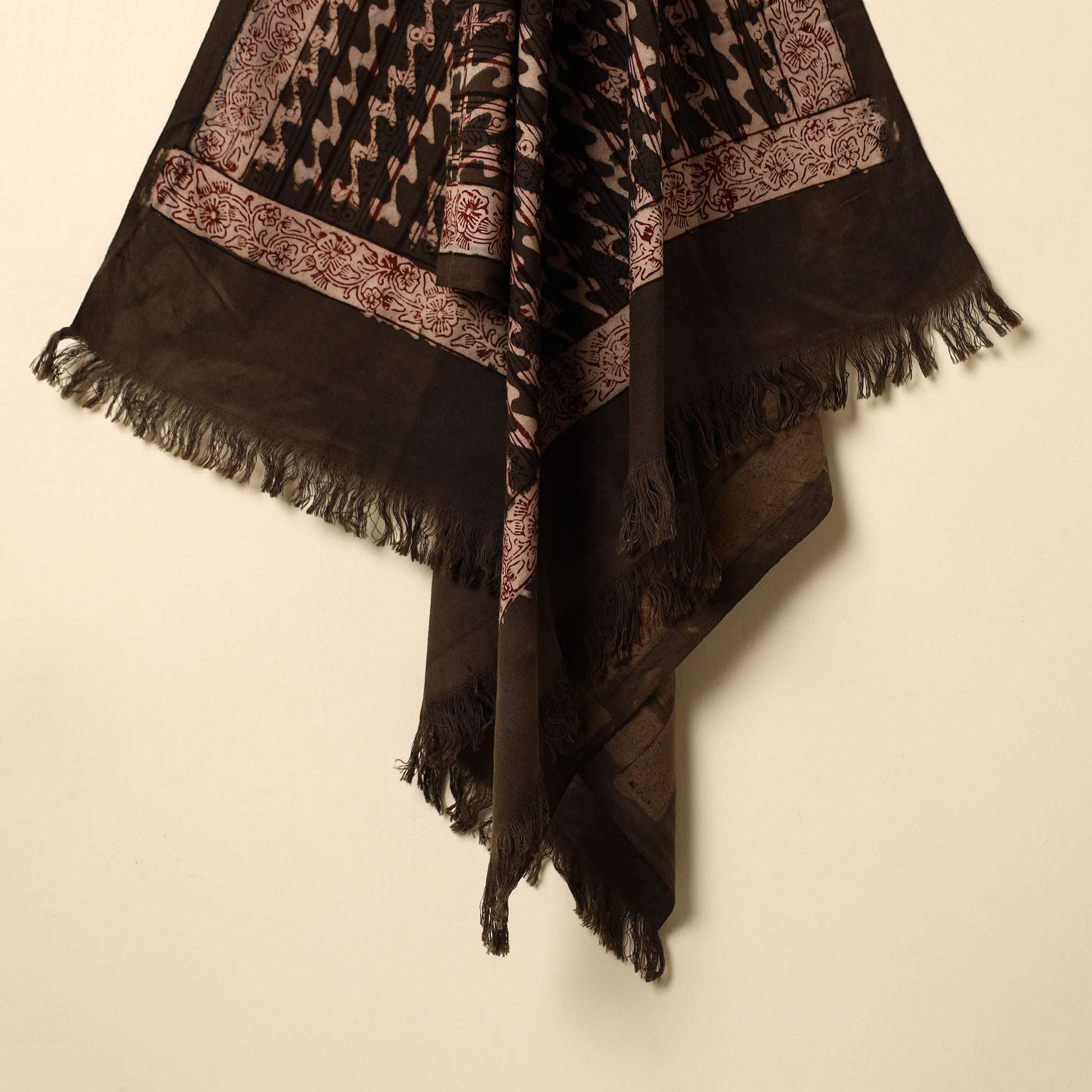 Brown - Pipad Block Printed Cotton Handloom Towel 18