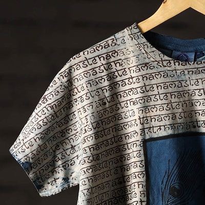 Bindaas Block Art Printed Cotton Unisex Round Neck T-shirt 04