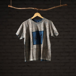 Bindaas Block Art Printed Cotton Unisex Round Neck T-shirt 04