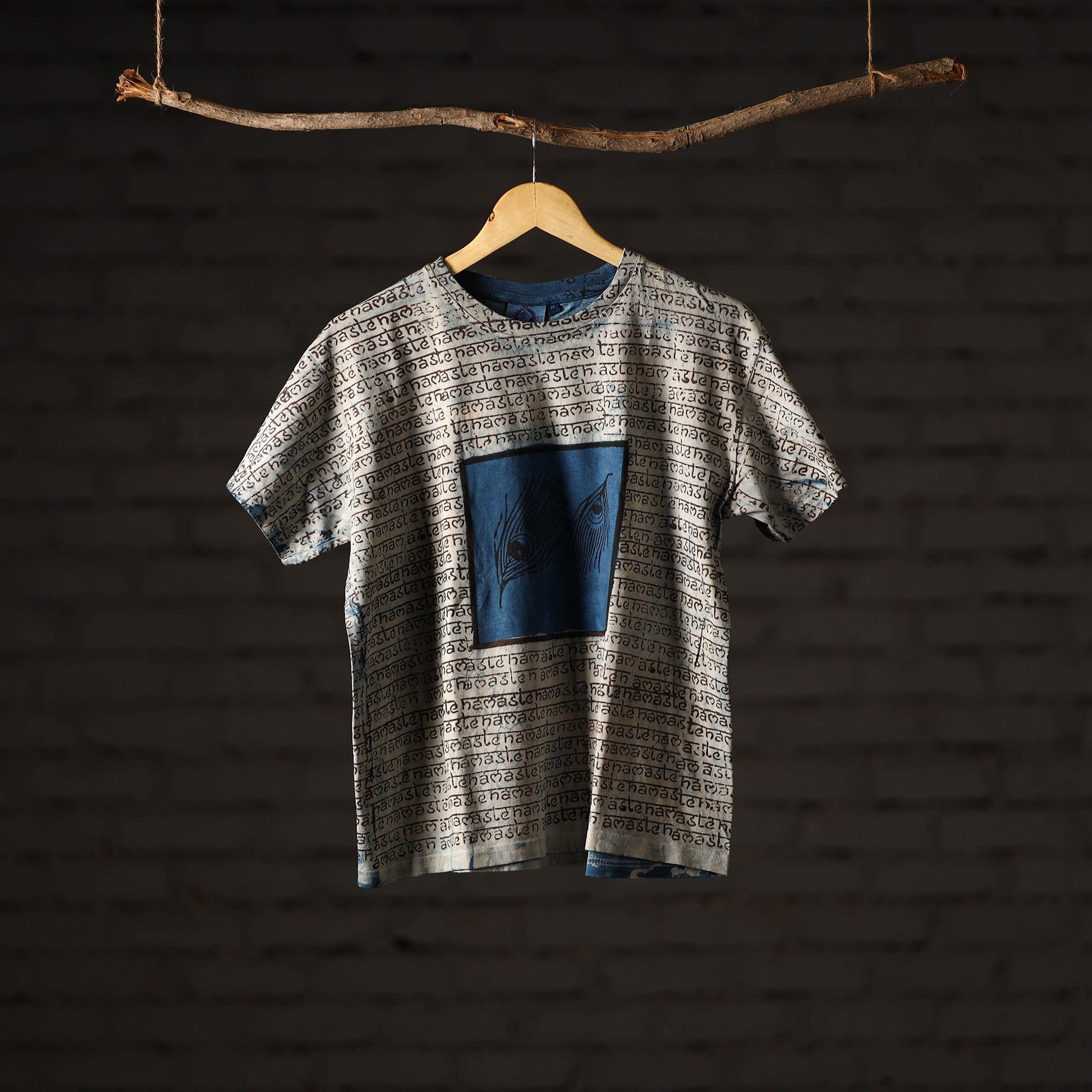 Bindaas Block Art Printed Cotton Unisex Round Neck T-shirt 04