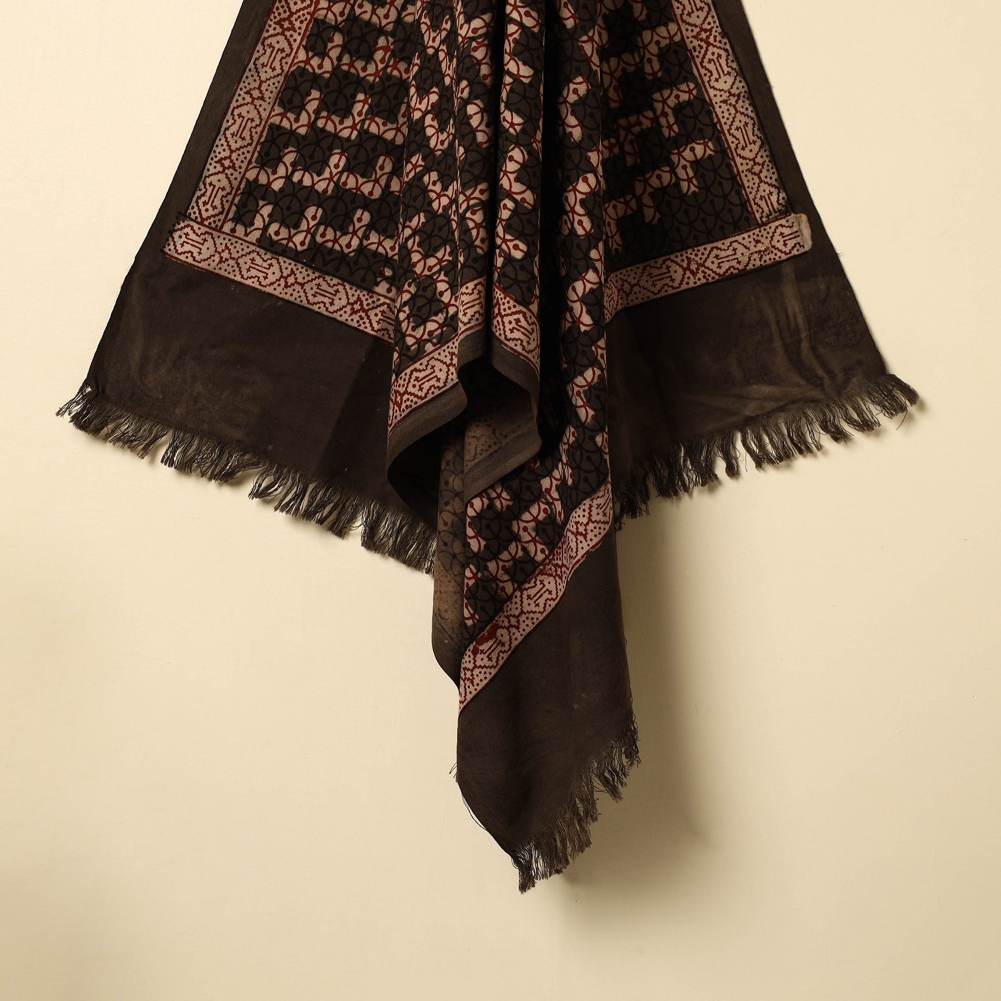 Brown - Pipad Block Printed Cotton Handloom Towel 19