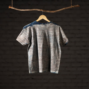Bindaas Block Art Printed Cotton Unisex Round Neck T-shirt 04
