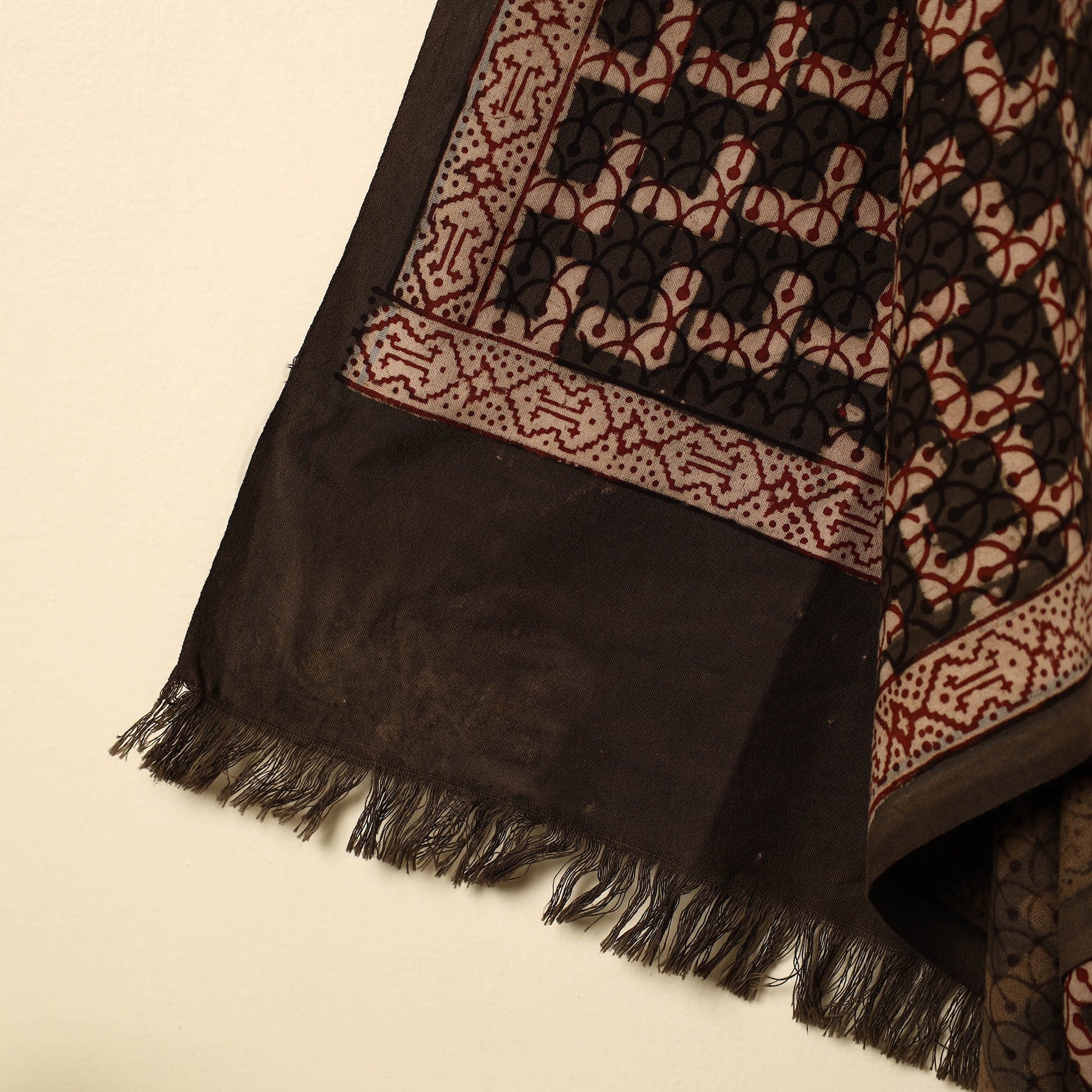 Brown - Pipad Block Printed Cotton Handloom Towel 19