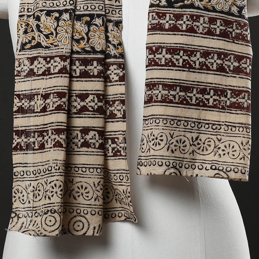Brown - Block Printed Cotton Kalamkari Stole 31