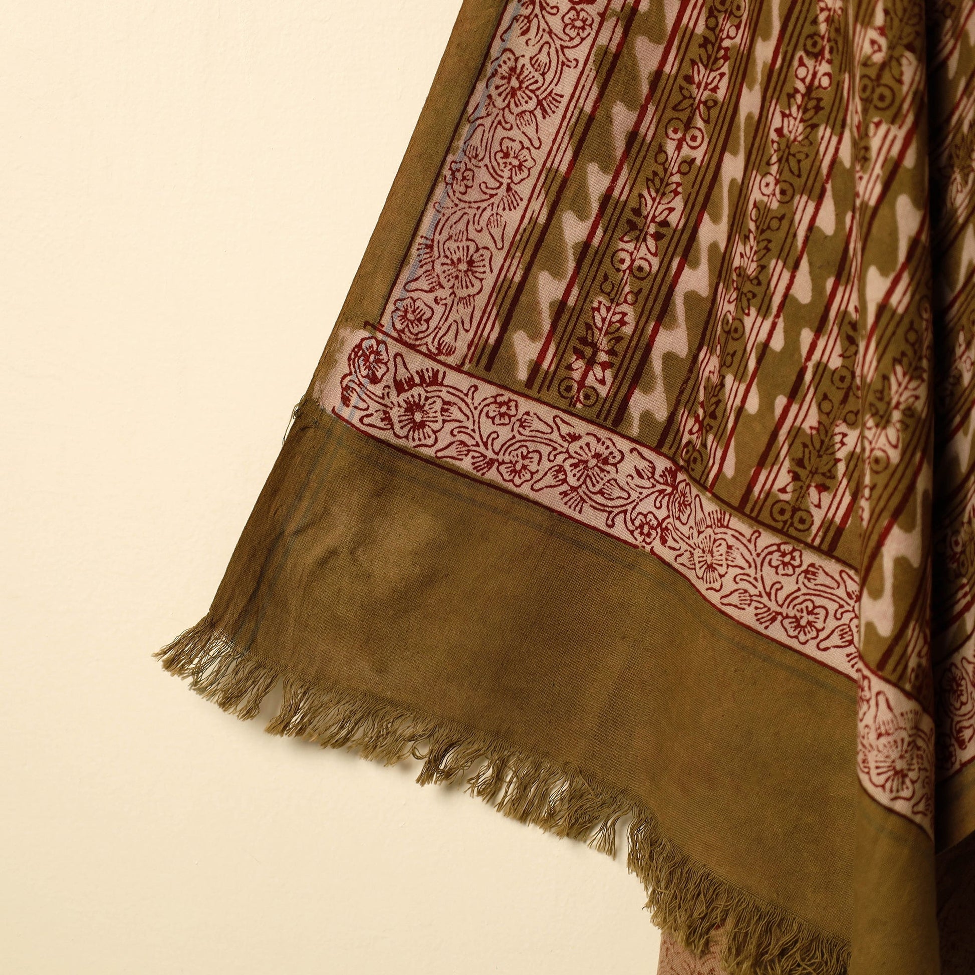 Brown - Pipad Block Printed Cotton Handloom Towel 20
