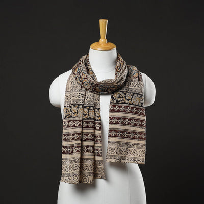 Brown - Block Printed Cotton Kalamkari Stole 31