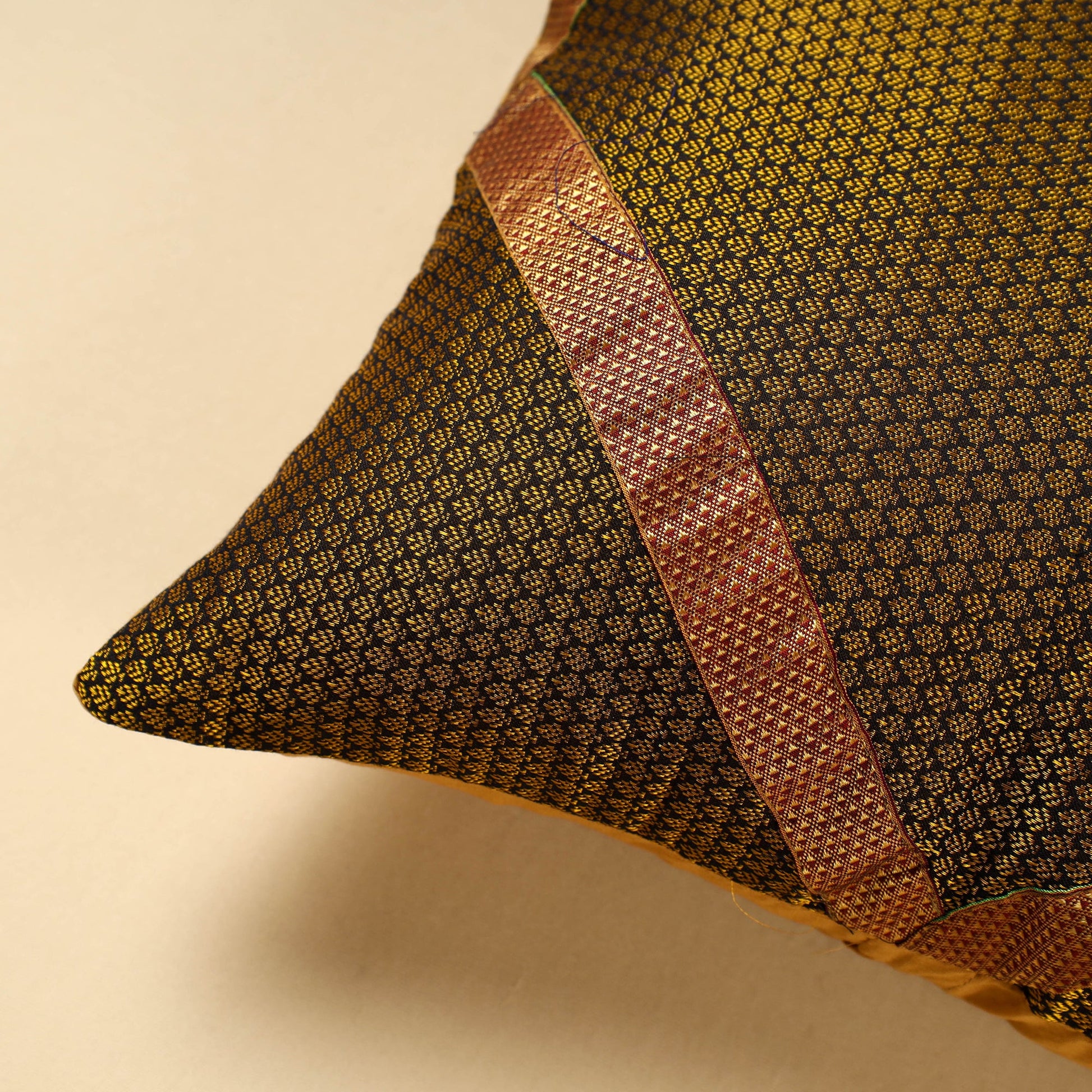 Brown - Khun Weave Cotton Cushion Cover (16 x 16 in)