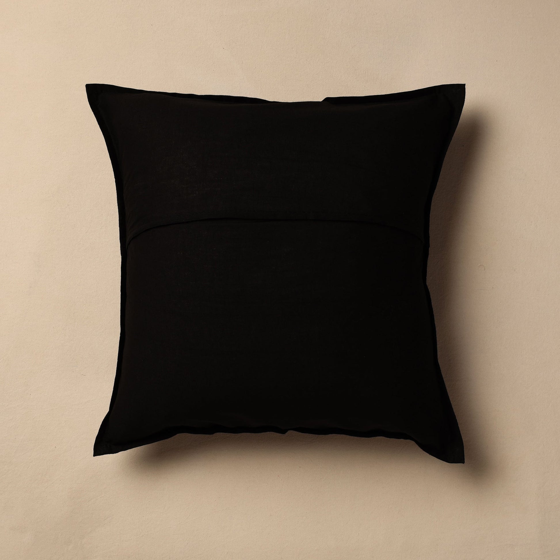 Black - Cutwork Cotton Applique Cushion Cover (16 x 16 in)