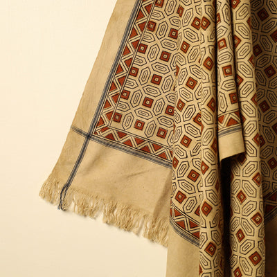 Beige - Pedana Kalamkari Block Printed Cotton Handloom Towel 22