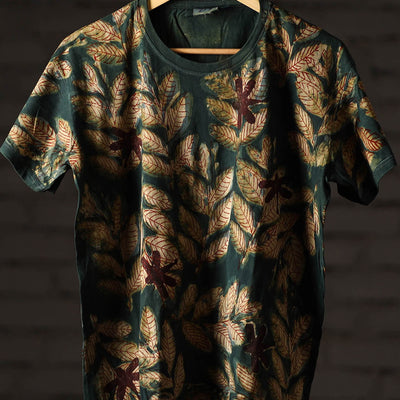 Bindaas Block Art Printed Cotton Unisex Round Neck T-shirt 17