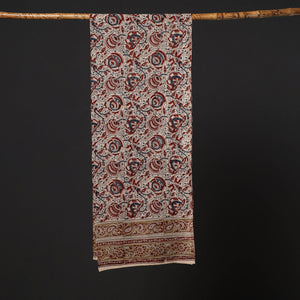 Beige - Pedana Block Print Natural Dyed Cotton Kalamkari Stole 16