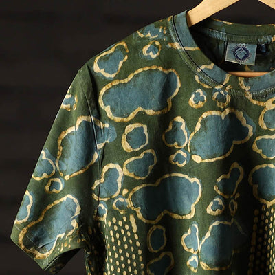 Bindaas Block Art Printed Cotton Unisex Round Neck T-shirt 28