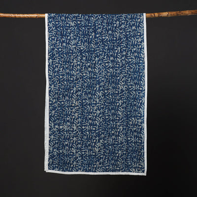 Blue - Block Print Cotton Tagai Work Bagru Stole 15