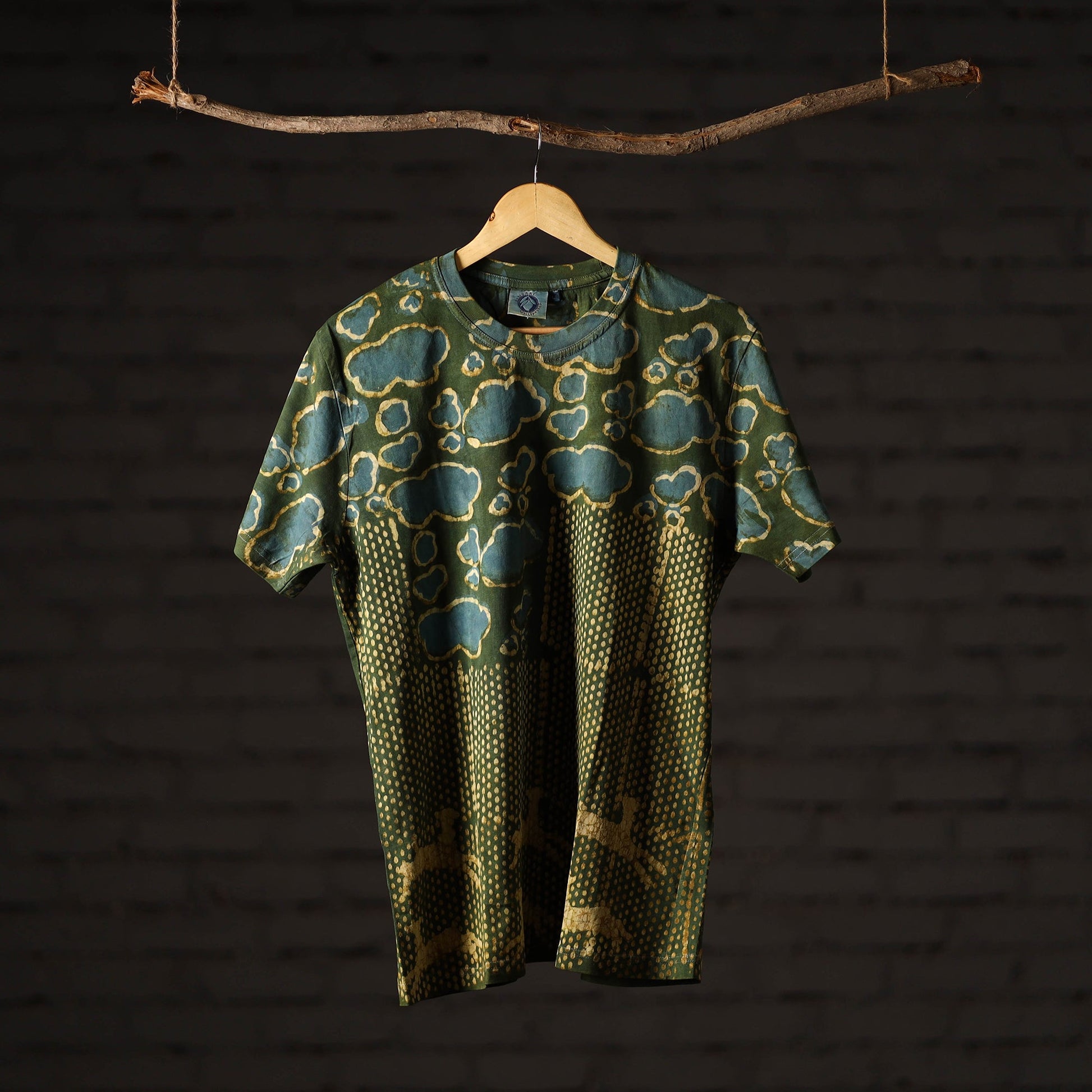 Bindaas Block Art Printed Cotton Unisex Round Neck T-shirt 28