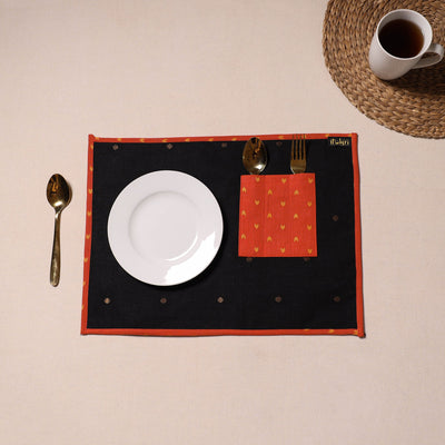 Black - Jacquard Cotton Table Mat With Pocket 03