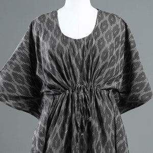 Black - Pochampally Ikat Cotton Kaftan with Tie-Up Waist (Short)