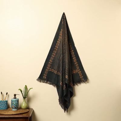 Black - Block Printed Handloom Cotton Akola Towel 23